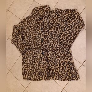 Vintage roamans woman fleece leopard print jacketsz.medium